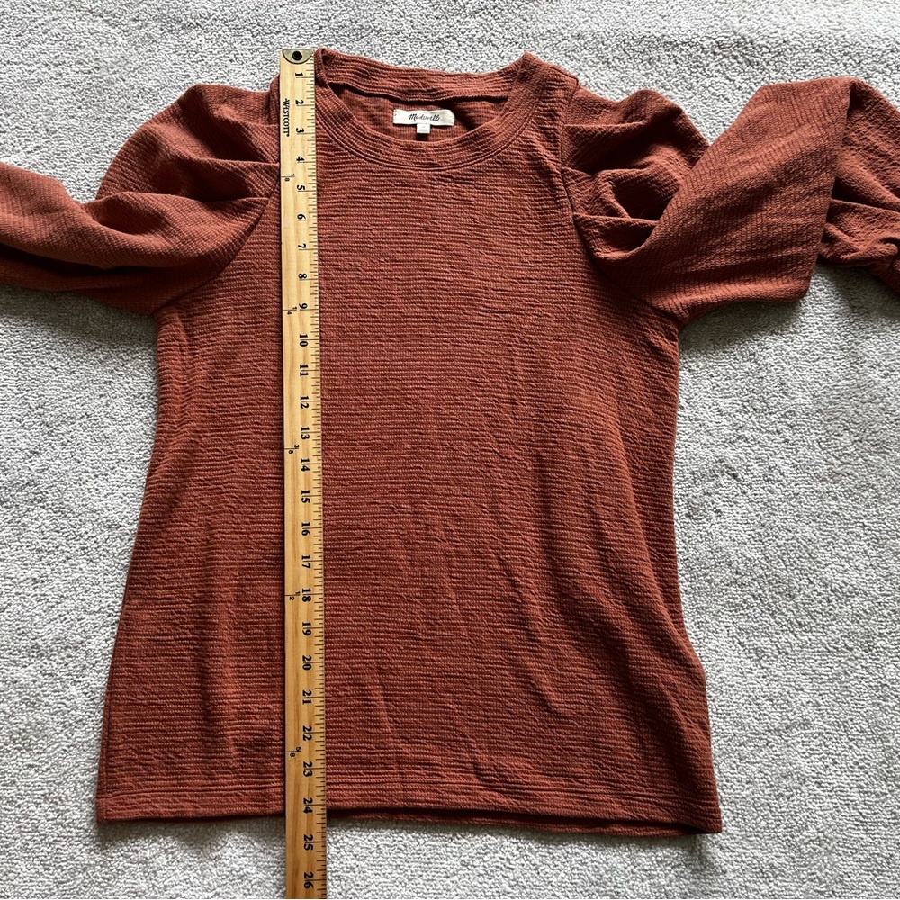 MADEWELL Pleated Statement-Sleeve Top Size Small Trendy Feminine Pretty - Picture 7 of 8